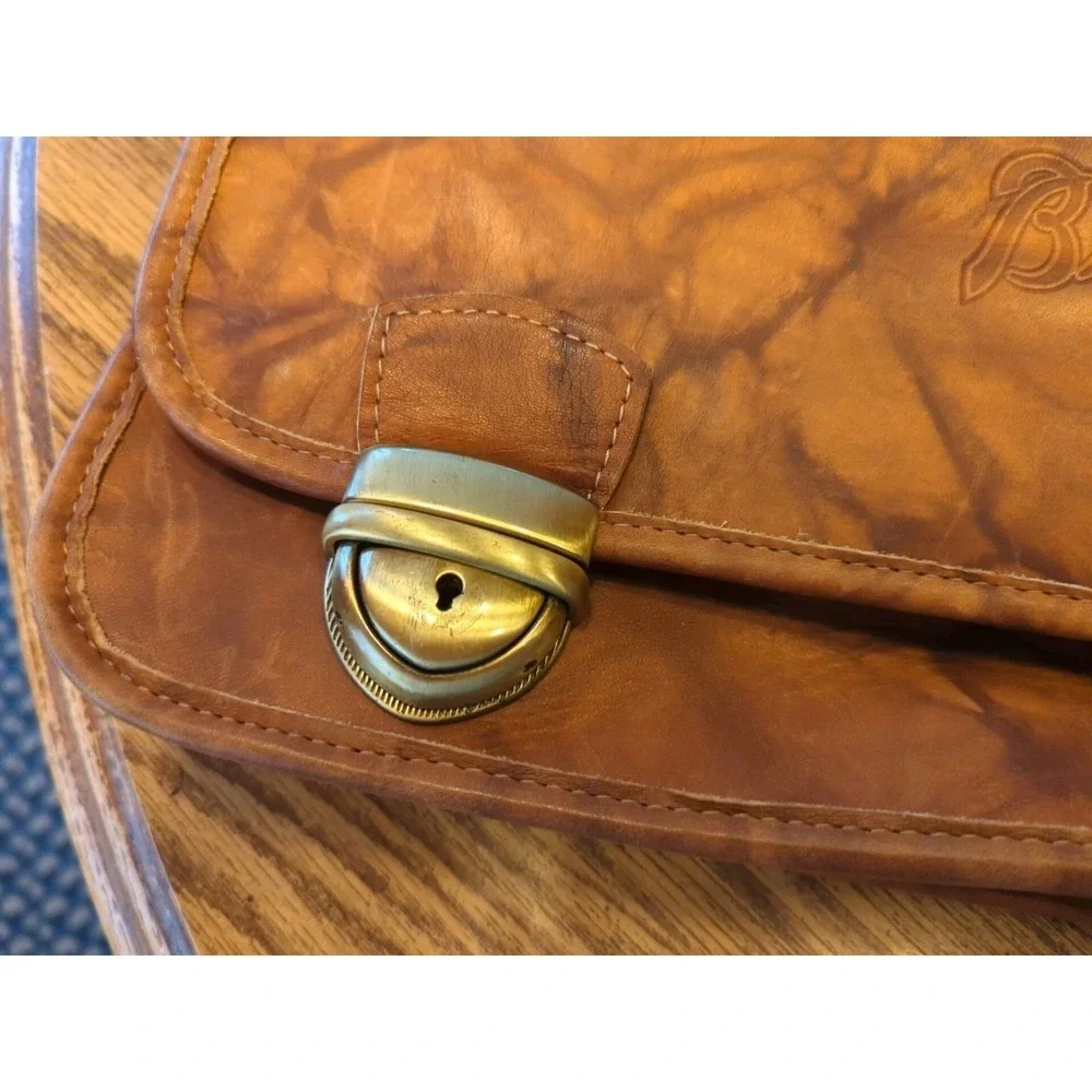Gorgeous Genuine Leather Briefcase Messenger Embossed Braves Baseball‎ Bag